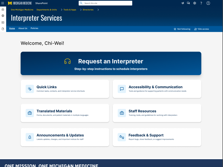 Michigan Medicine Interpreter Services redesign cover